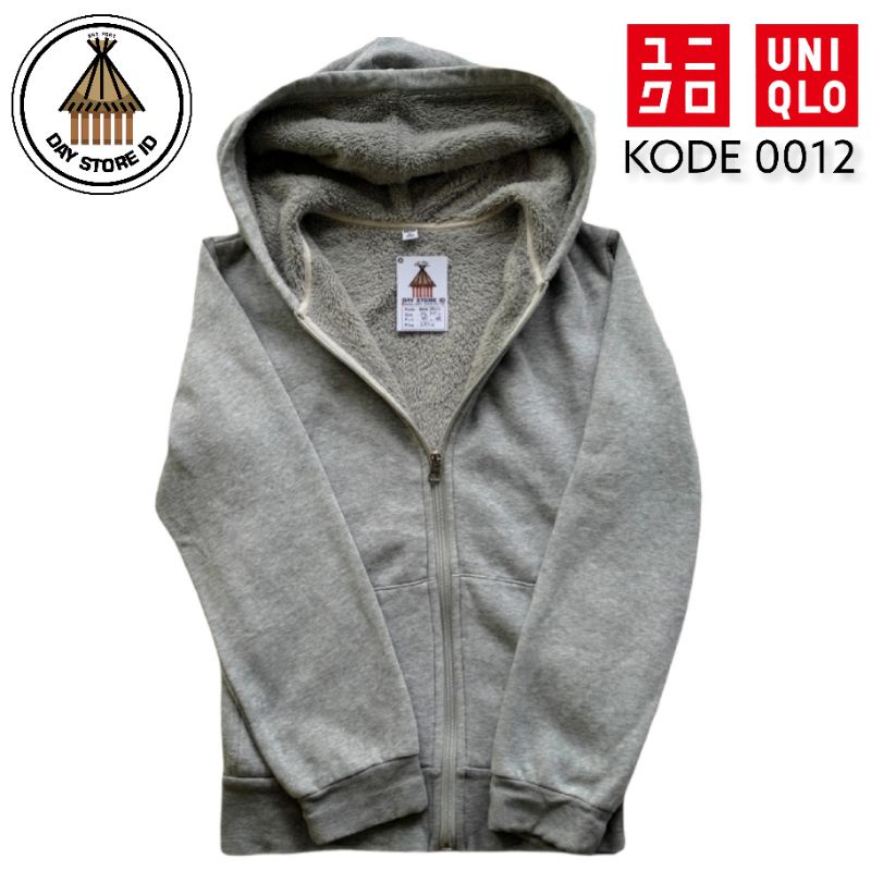 Sweater Hoodie Uniqlo Sherpa Second Original Bahan Katun