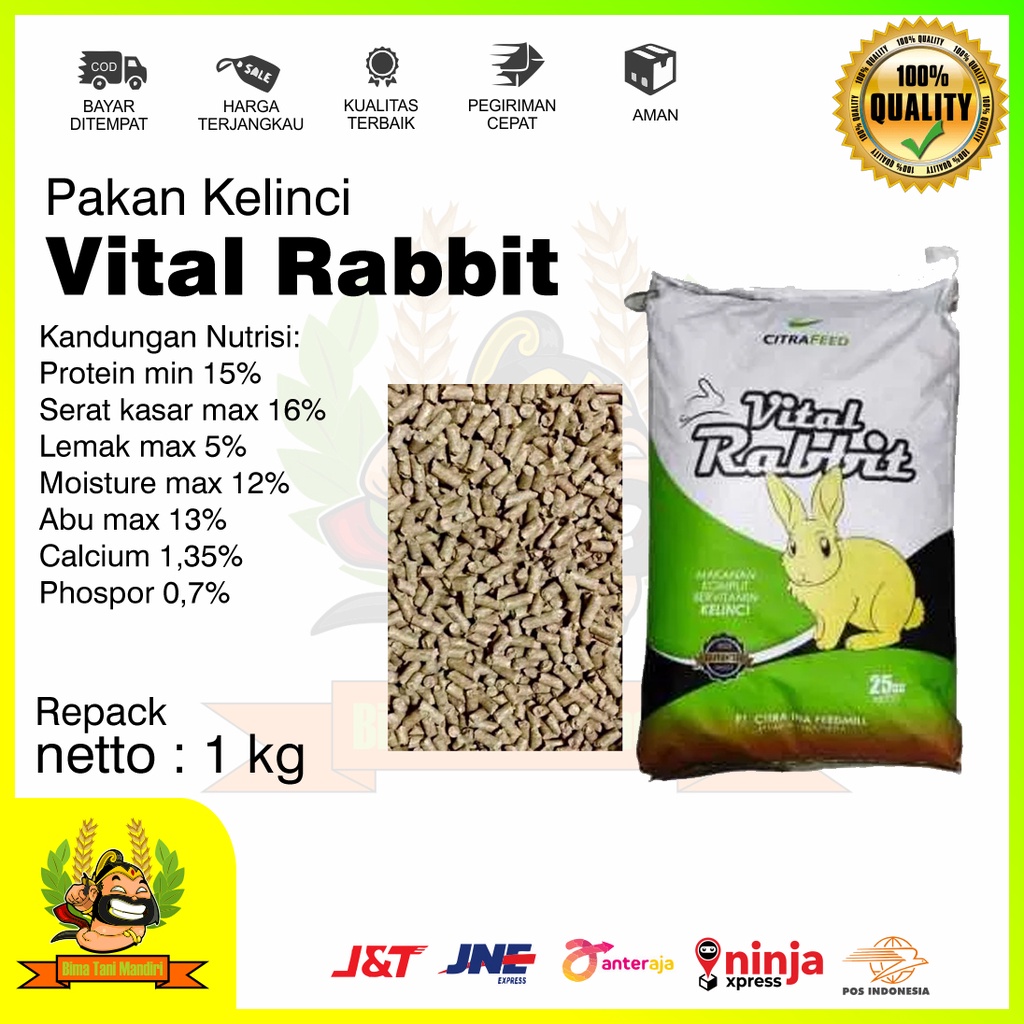 Jual Pellet Kelinci Vital Rabbit kemasan 1 kg | Shopee Indonesia