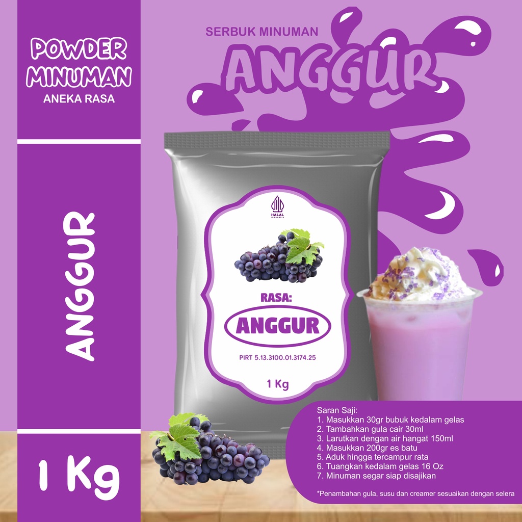 Jual Bubuk Serbuk Minuman 1kg Rasa Anggur Bubuk Minuman Kekinian ...