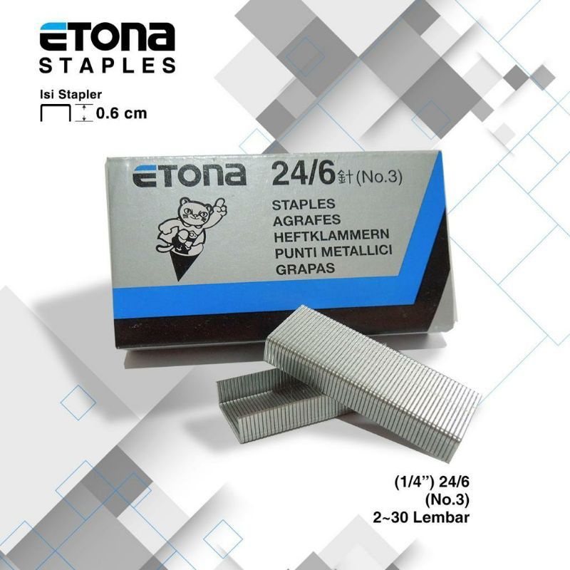 Jual Staples / Isi Staples Etona No 3 / 24/6 (1box/20kotak) Shopee
