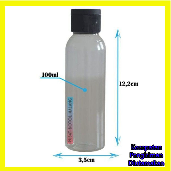 Jual botol plastik pet 100ml fliptop [hitam natural] | Shopee Indonesia