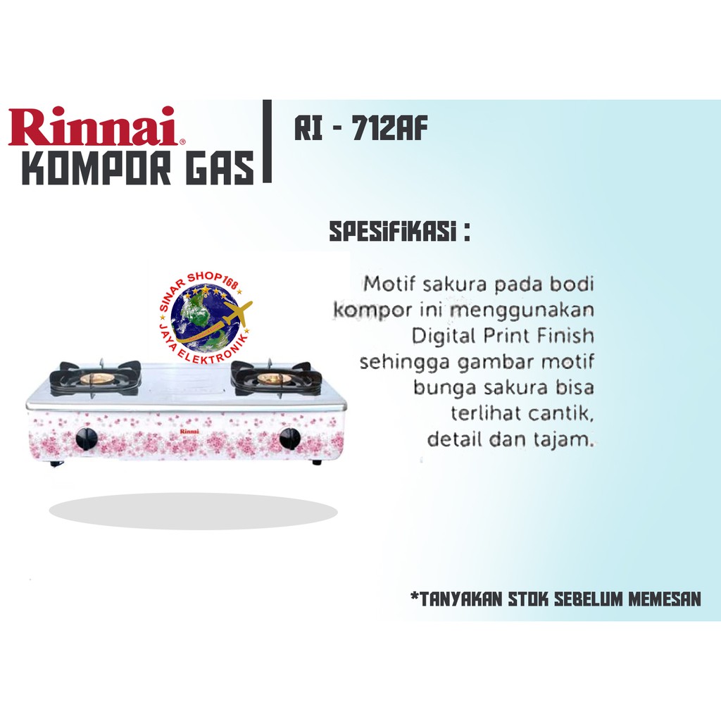 Jual Rinnai Kompor Gas 2 Tungku RI - 712AF | Shopee Indonesia