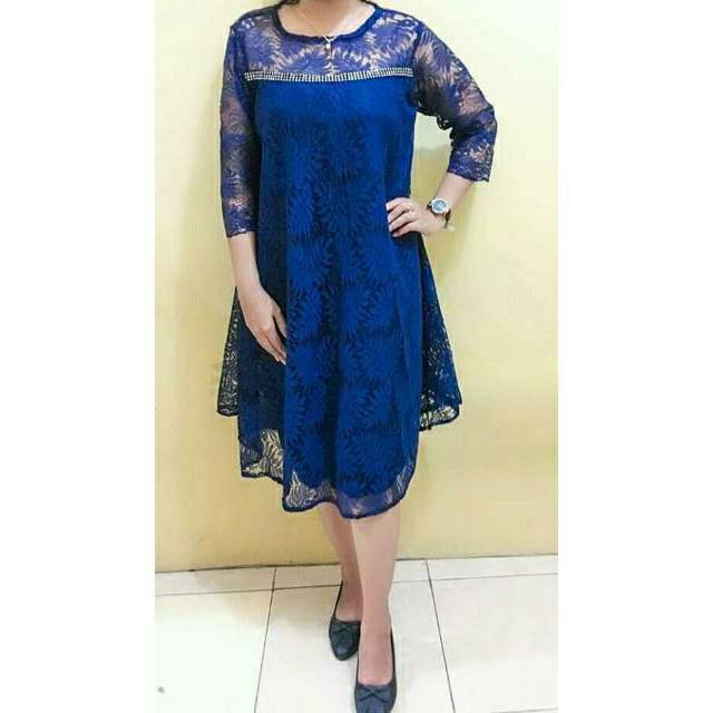 Jual Gaun babydoll full renda lapis puring motek baris | Shopee Indonesia