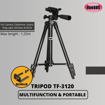 OneSOS Tripod Multifungsi 3120 1020mm Handphone Kamera DSLR Mirrorless Free Holder HP