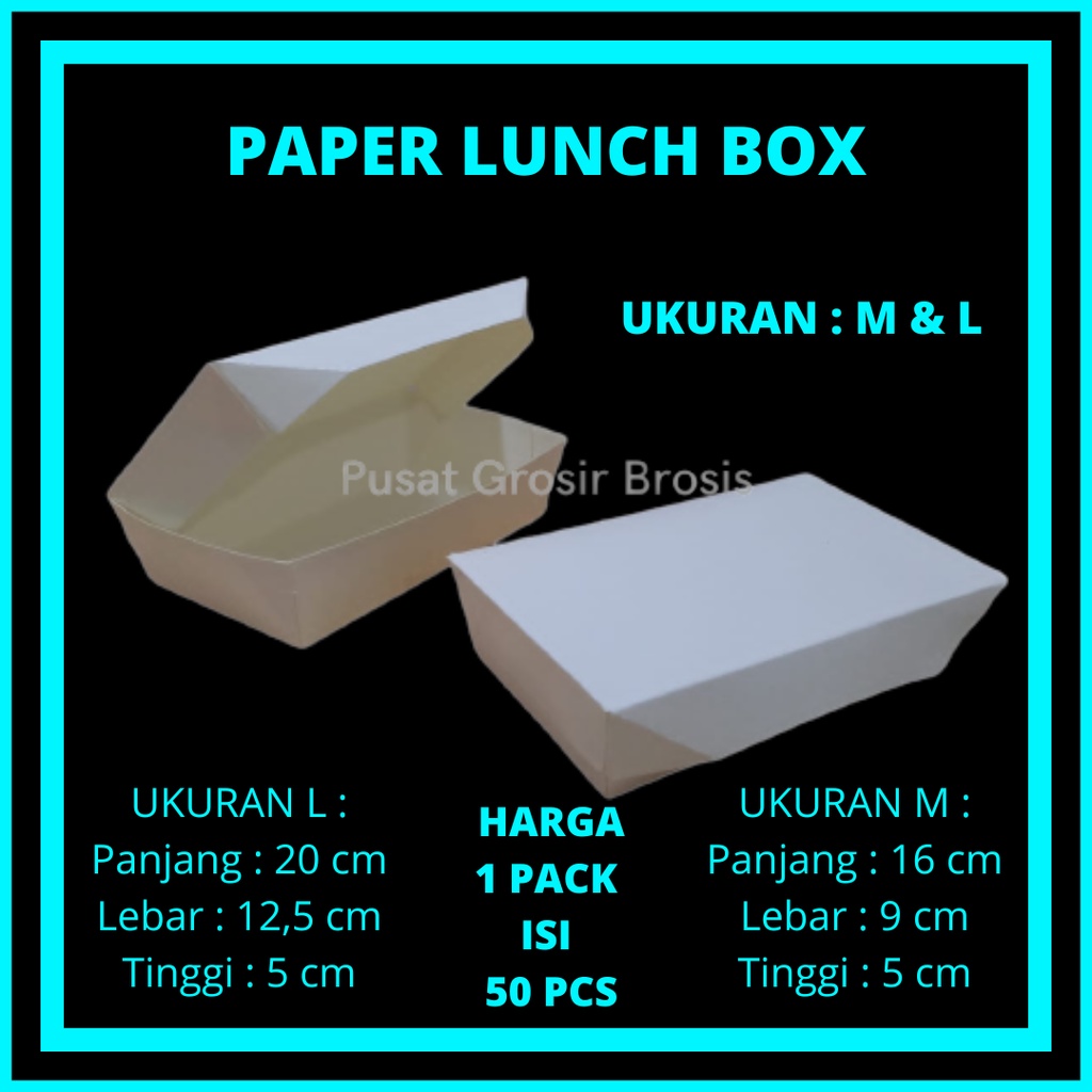 Jual Cod Paper Lunch Box Kemasan Kotak Makanan Ivory Putih S M L Isi Pcs Paper Lunch