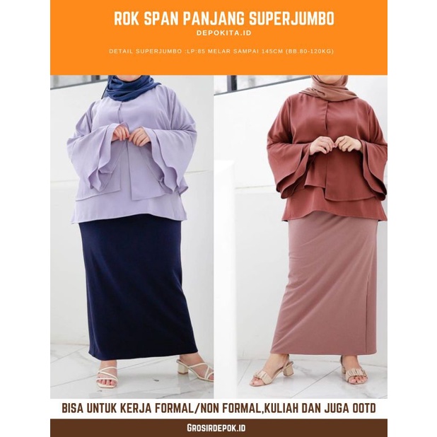 Jual ROK SPAN PANJANG SUPER JUMBO-ROK KERJA SCUBA PREMIUM | Shopee ...