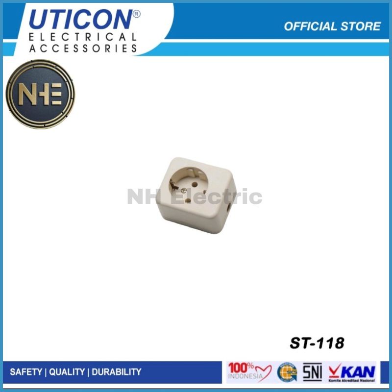 Jual Stop Kontak Terminal Kuningan 1 Lubang ST118 Outbow Cream Uticon ...