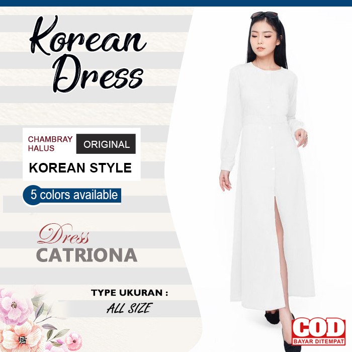 Jual Long Dress Korea Putih Polos Wanita / Party Dress Wanita Lengan Panjang  All Size | Shopee Indonesia