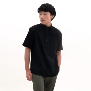 M231 Kemeja Pria Pullover Polos Pendek Hitam 2287B