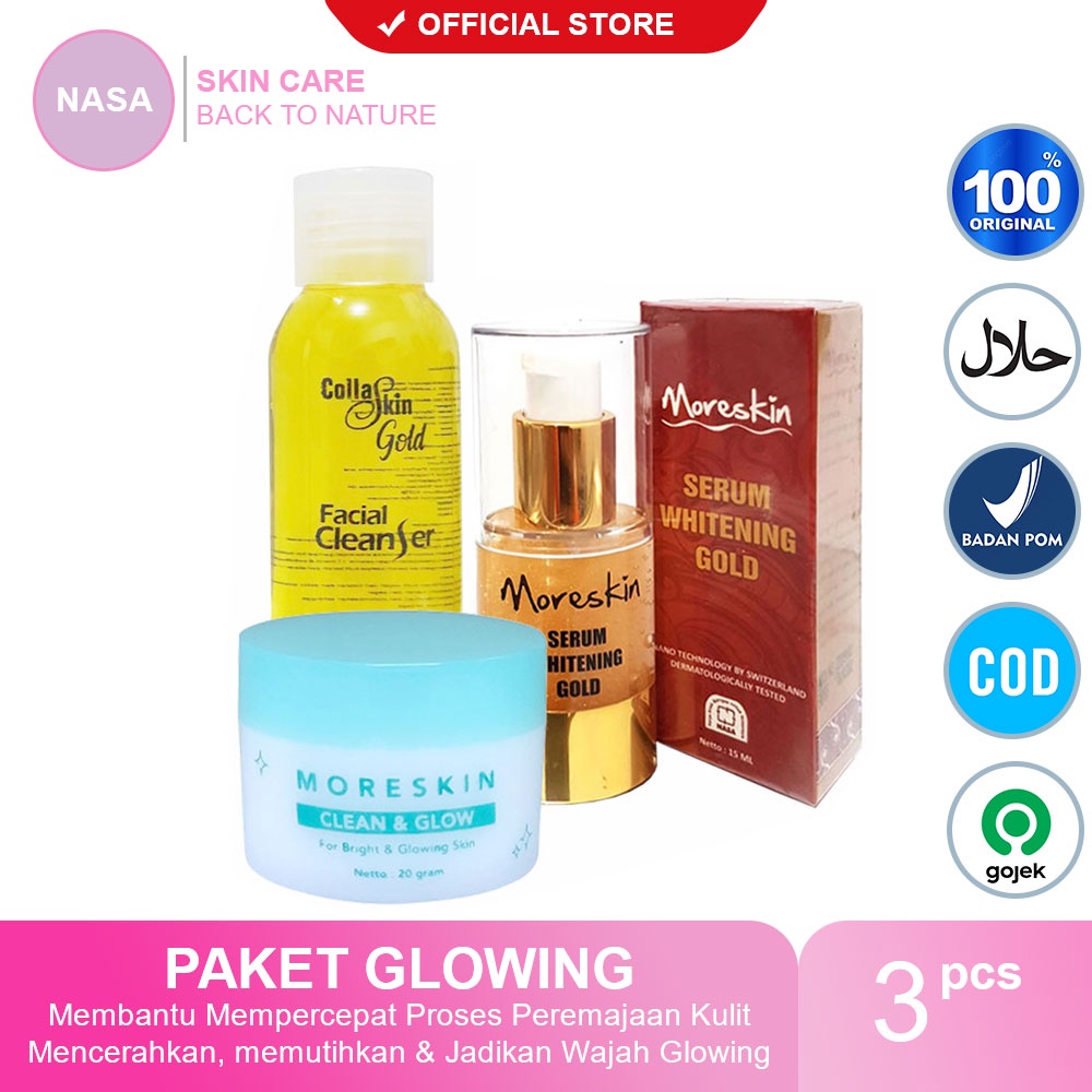 Jual Paket Glowing Moreskin Clean and glow Moreskin Serum Gold