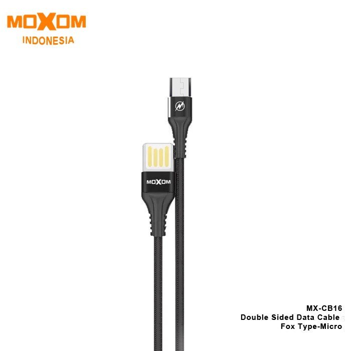 Jual MOXOM- Data Cable Nilon Fyber Double Sided Fox 2.4A Type-Micro 1 ...