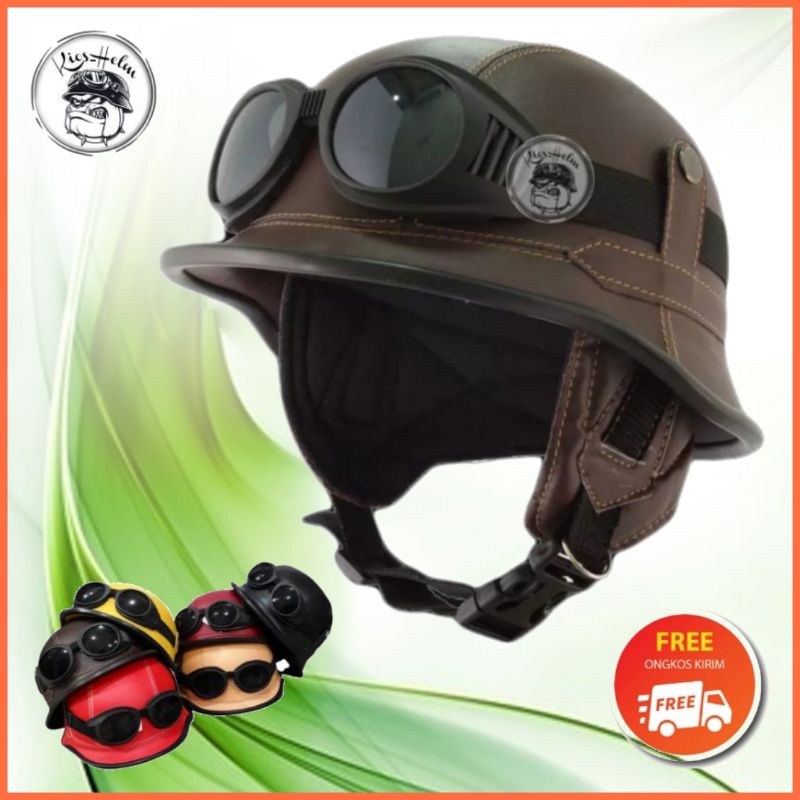 Jual HELM NAZI COKLAT KOMBINASI/HELM RETRO Shopee Indonesia