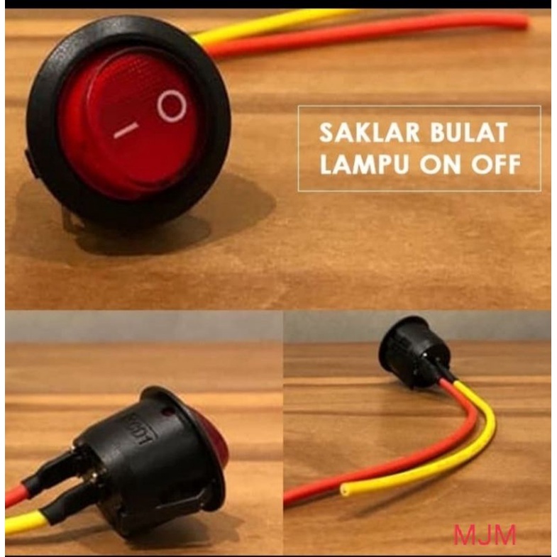 Jual saklar switch tombol bulat on off merah+ kabel | Shopee Indonesia