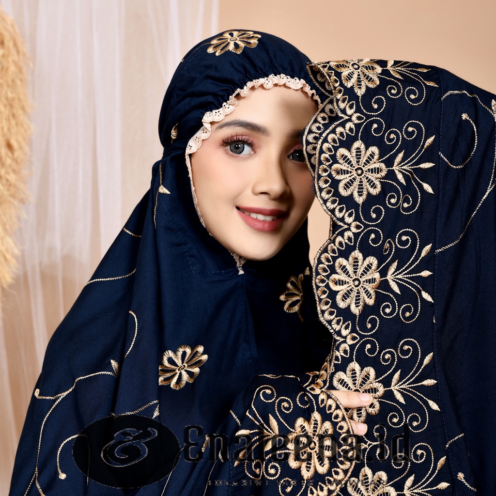 Enaleena.id - Mukena Dewasa Gracella Series Renda Full Bordir Bunga Teratai Terbaru Murah Jumbo