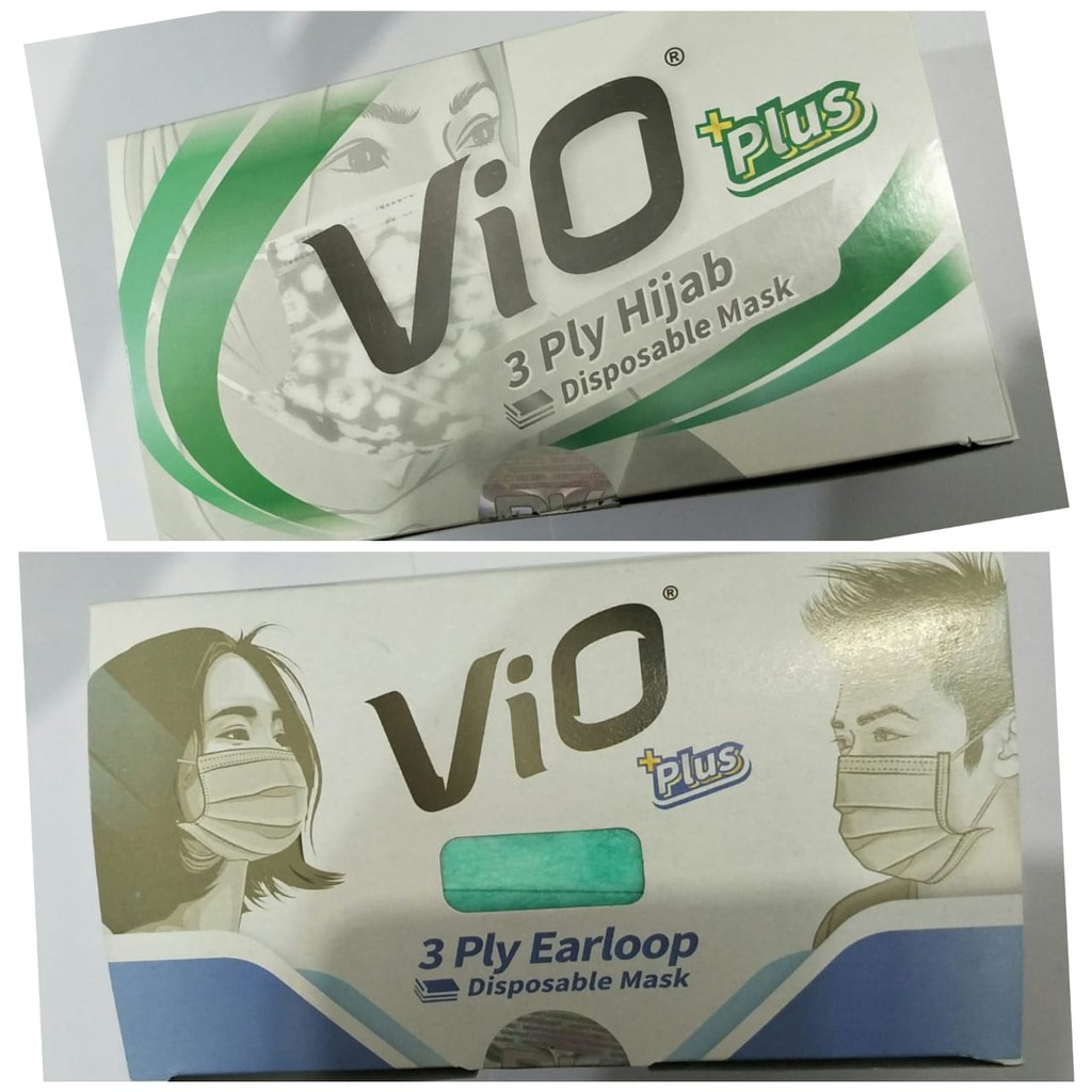 Jual MASKER VIO PLUS 3 ply ISI 50 EARLOOP / HIJAB IJIN KEMENKES ...