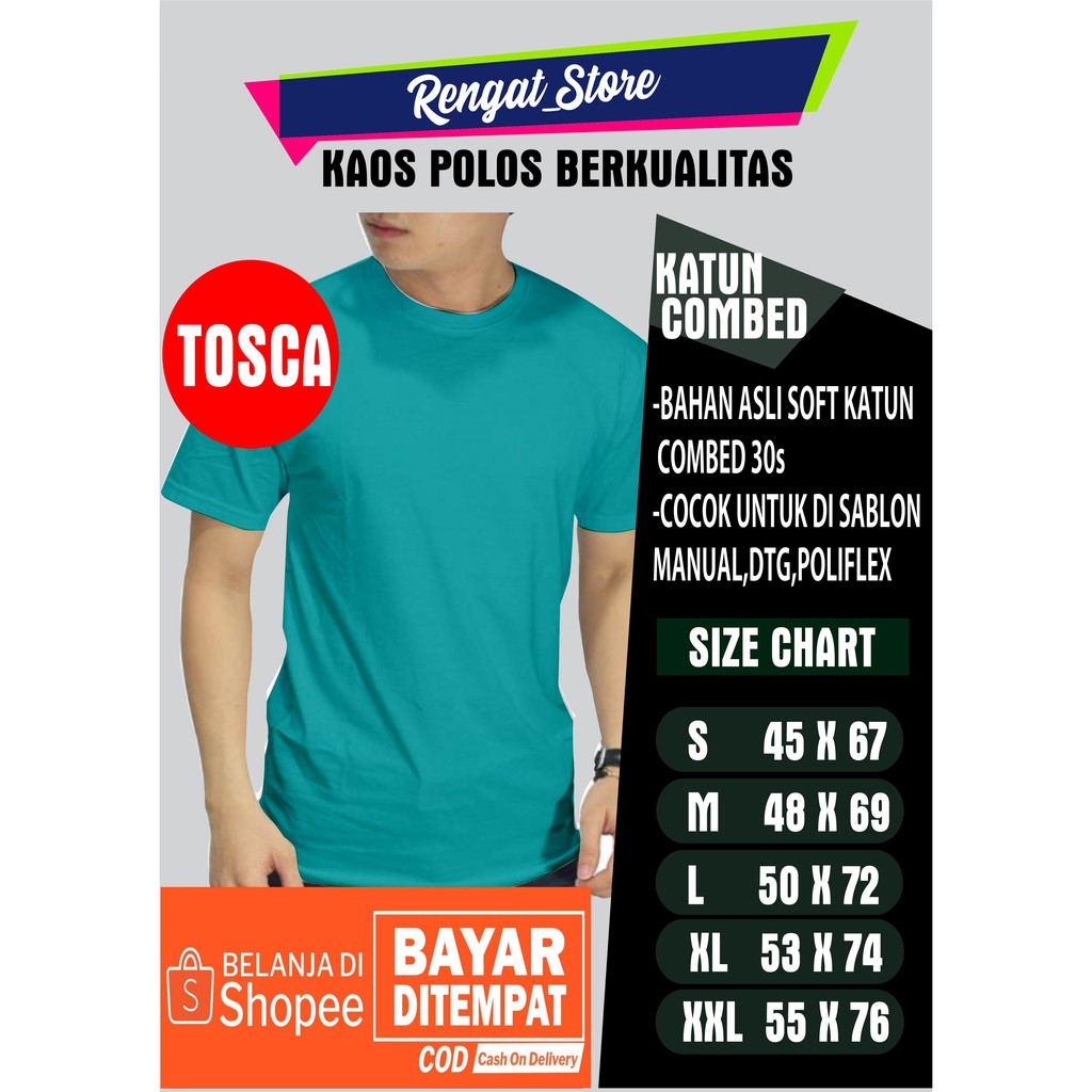 Jual KAOS POLOS TOSCA PENDEK KATUN COMBED 30s S M L XL XXL | Shopee ...