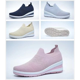 VALS- Sepatu Sneakers Wanita Tanpa Tali Flyknit Fashion Korea Casual Sport Shoes 3036