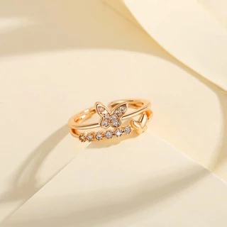 Lanme Jewelry Cincin Kupu Titanium Wanita Anti Karat Korea Adjustable Cincin Model Perhiasan Rings Fashion Aksesoris Y533
