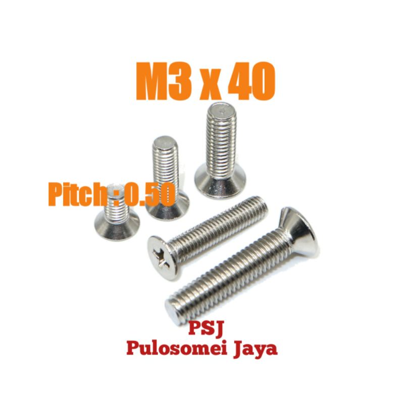 Jual Baut JF Stainless M3 X 40 Machine Screw Stainless 304 Shopee Indonesia