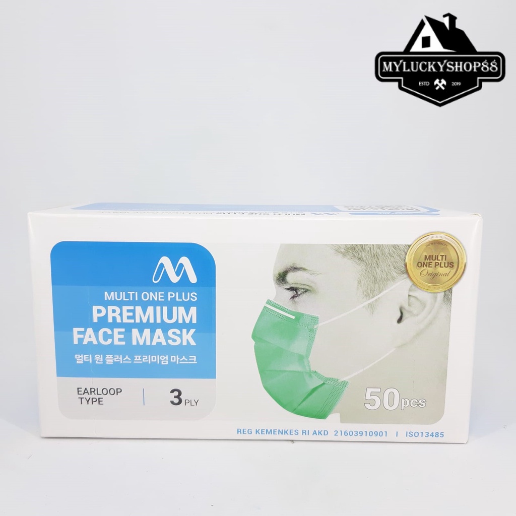 Jual Multi One Plus Masker 3 ply 50 pcs Earloop Mask Medis 3ply 50pcs ...