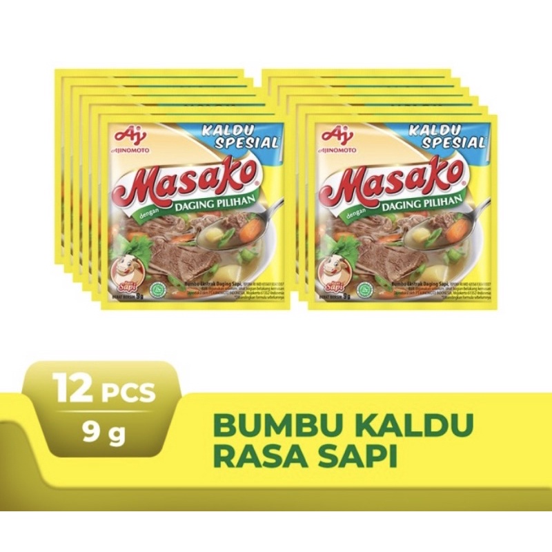 Jual MASAKO Rasa Sapi 9gram / pcs 1 Renceng (12 pcs) | Shopee Indonesia