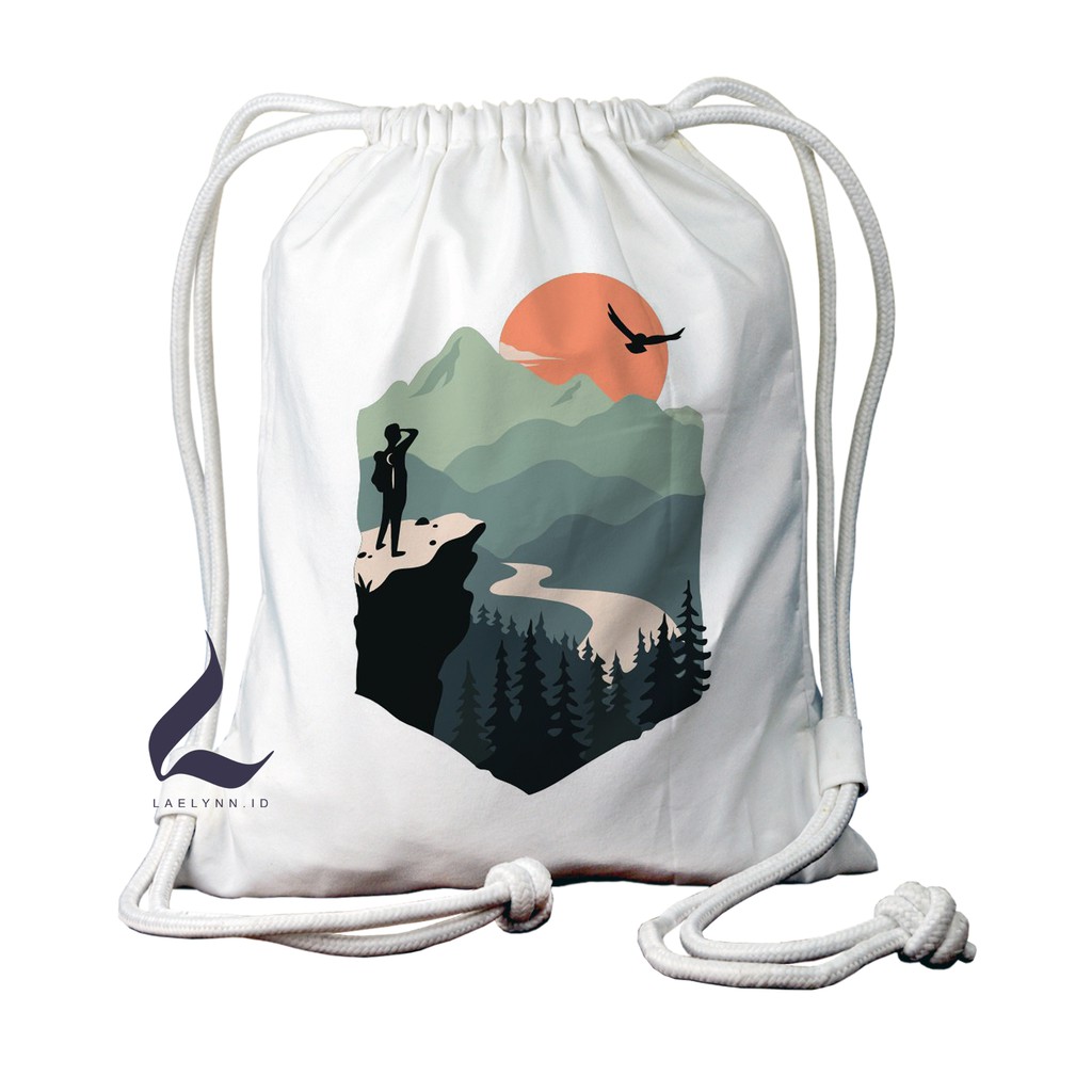 Jual Laelynn - Tas Serut Pria Wanita Unisex Kanvas Premium Tali Tebal ...
