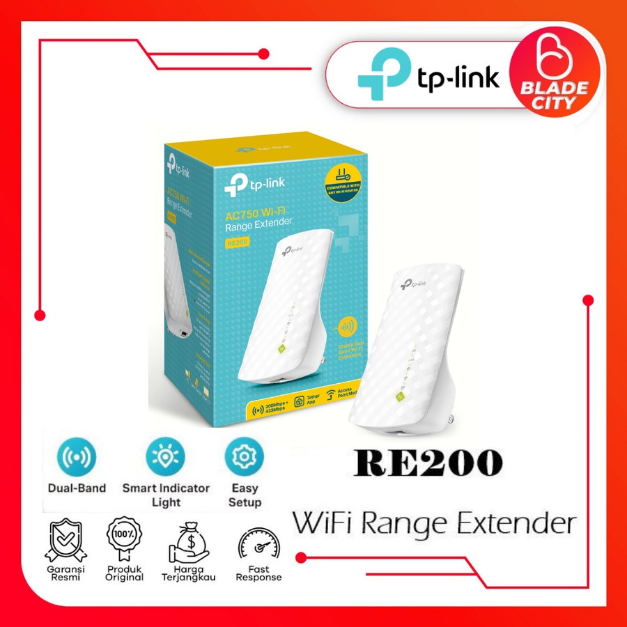 Jual TP-LINK RE200 - WiFi Range Extender TP-LINK RE 200 AC750 Dual Band ...
