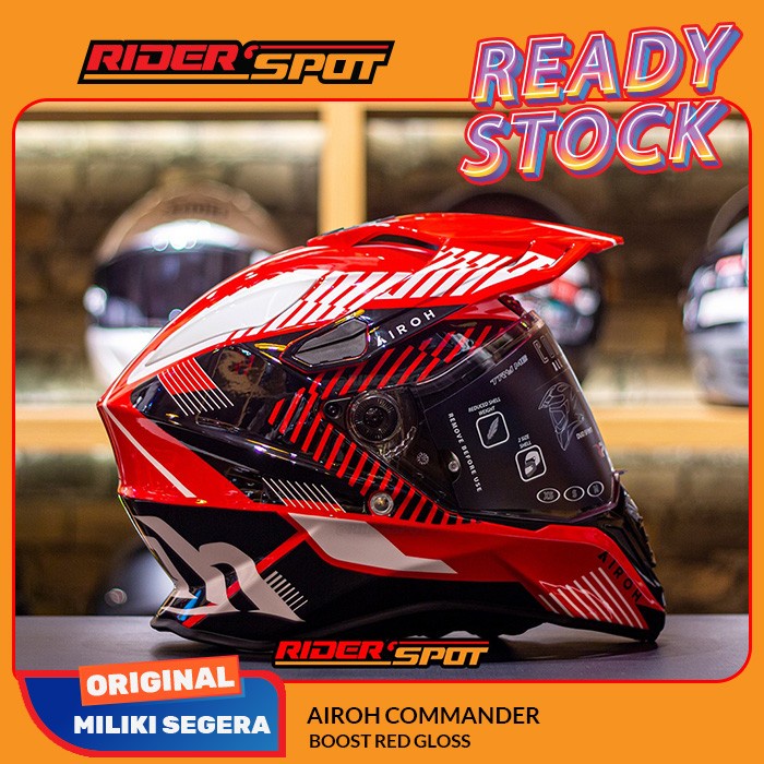 Jual Helm Motor Airoh Commander Boots Red Gloss Adventure Helmet Ori Italy  - L