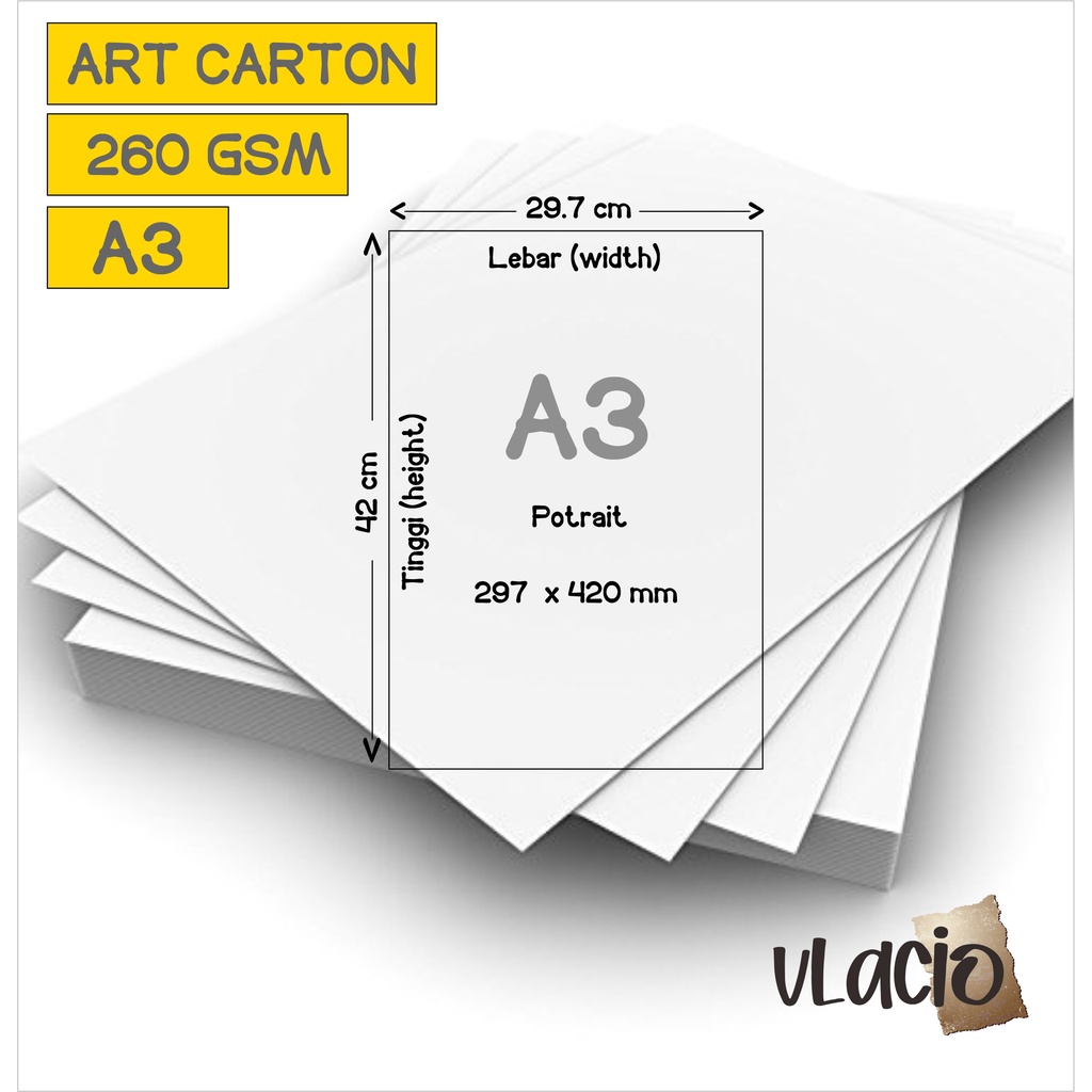 Jual A3 Vlacio Kertas Art Carton Karton Art Paper Tebal 260 Gsm