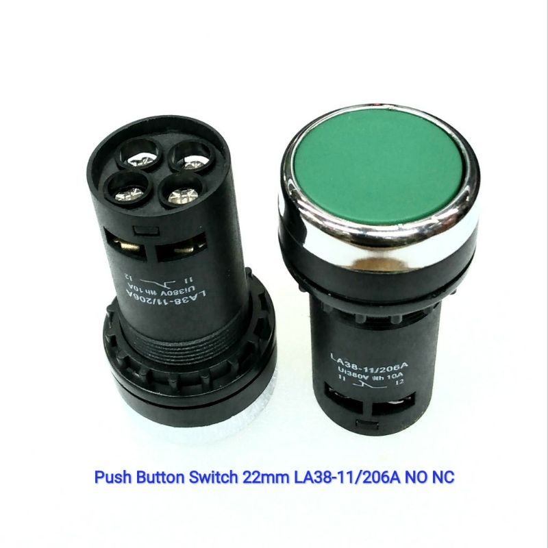 Jual Push Button Switch 22mm LA3811/206A Warna Hijau No NC Shopee