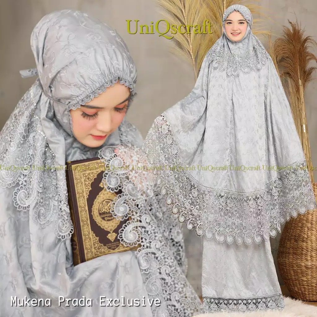 MUKENA RENDA KEONG BESAR ORI SUTRA PARIS WARNA FULL BORDIR