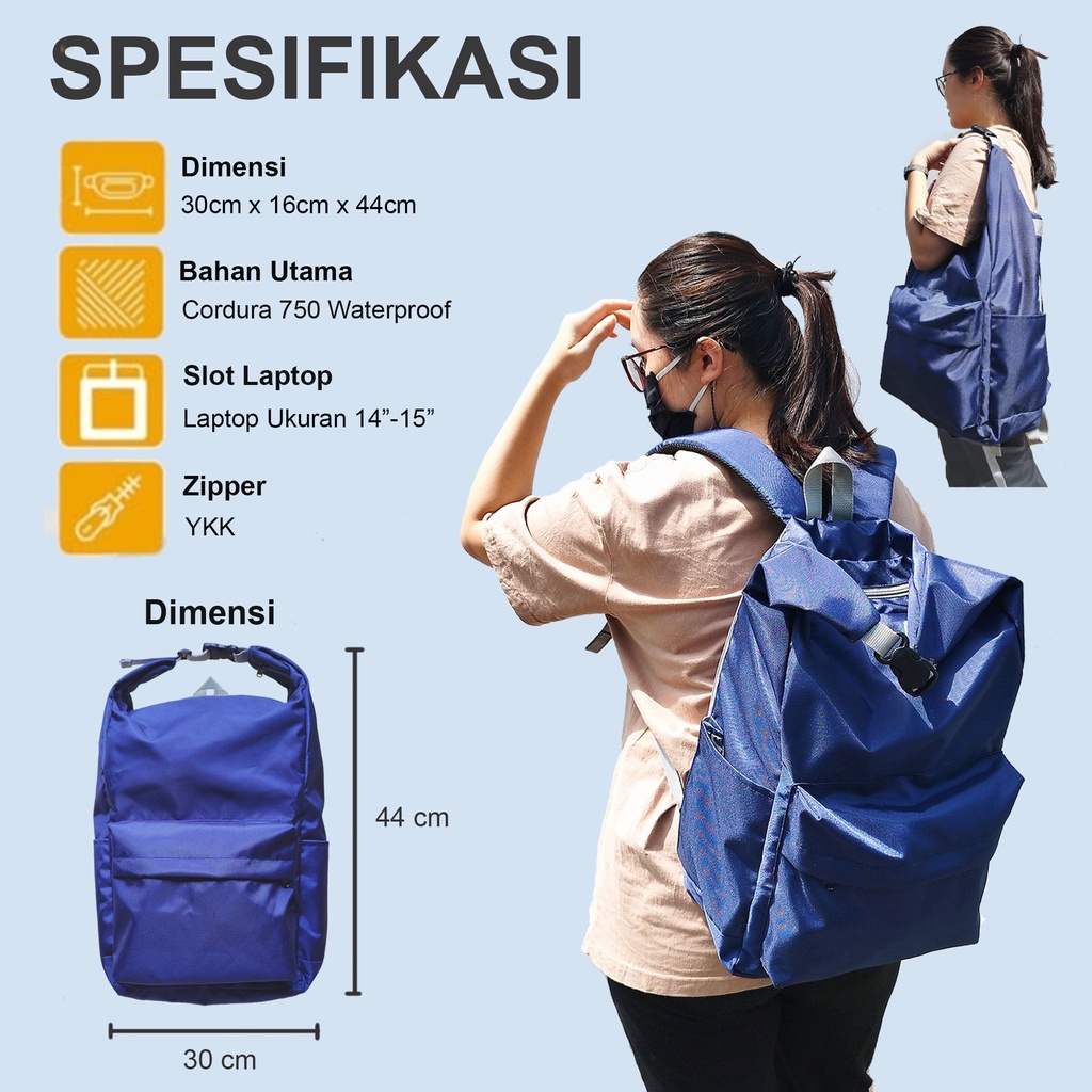 Jual Tas Ransel Unisex Pria Wanita Sekolah Kuliah Kerja Bisa Muat