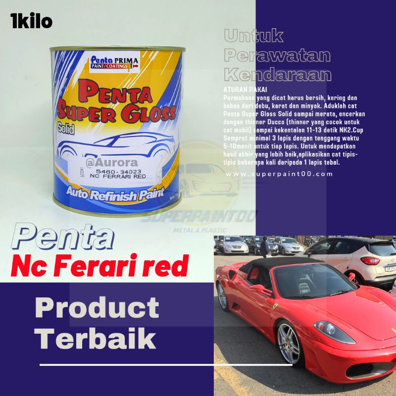 Jual Cat Penta Super Gloss Ferari Red Solid Merah Ferari Solid 1kg ...