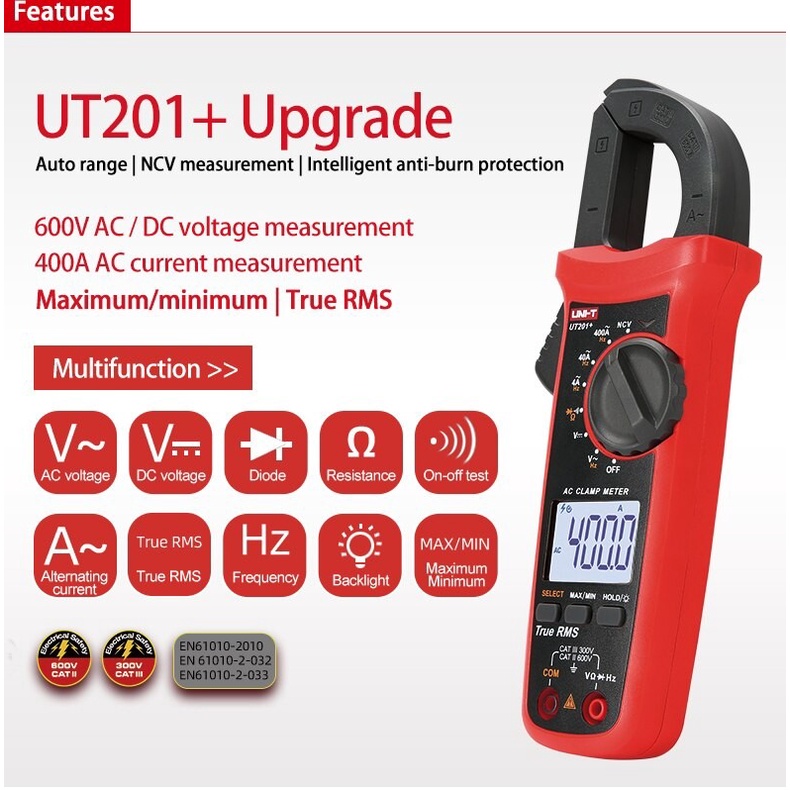 Jual Tang Ampere / Clamp Meter AC UNI-T Tipe UT201+ / UT-201+ | Shopee ...