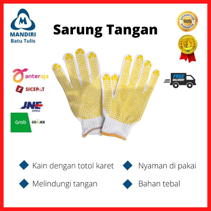 Jual Sarung Tangan Bintik Karet Proyek Safety Sarung Tangan Kain Termurah Shopee Indonesia