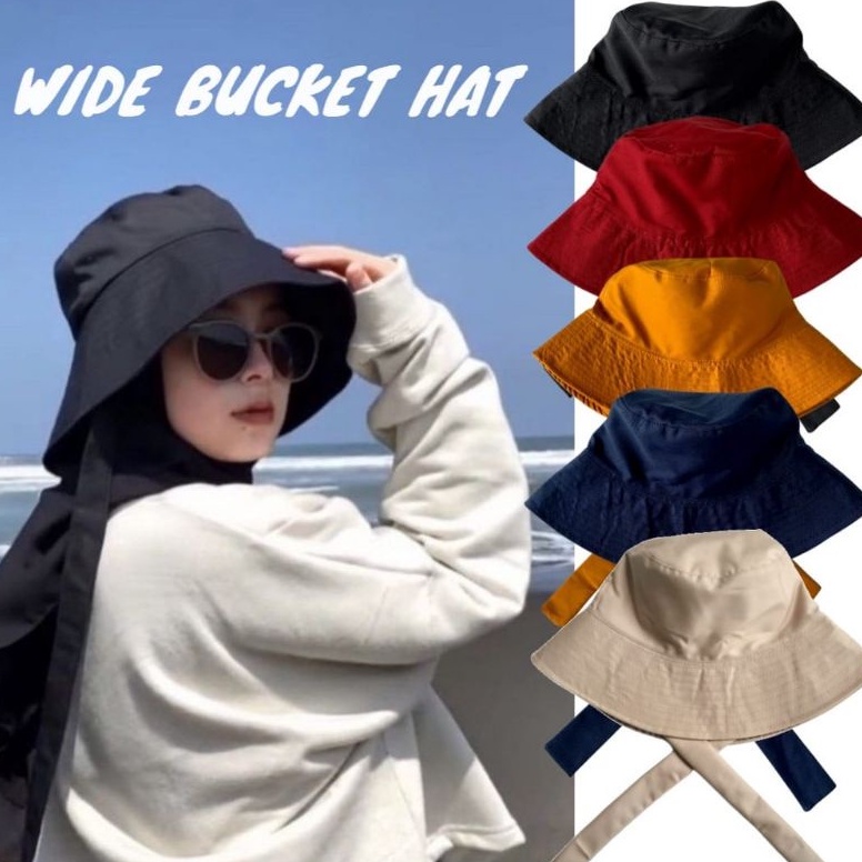 Jual COD WIDE BUCKET HAT BUCKET WIDE LEBAR - SUMMER HAT - BUCKET TALI ...