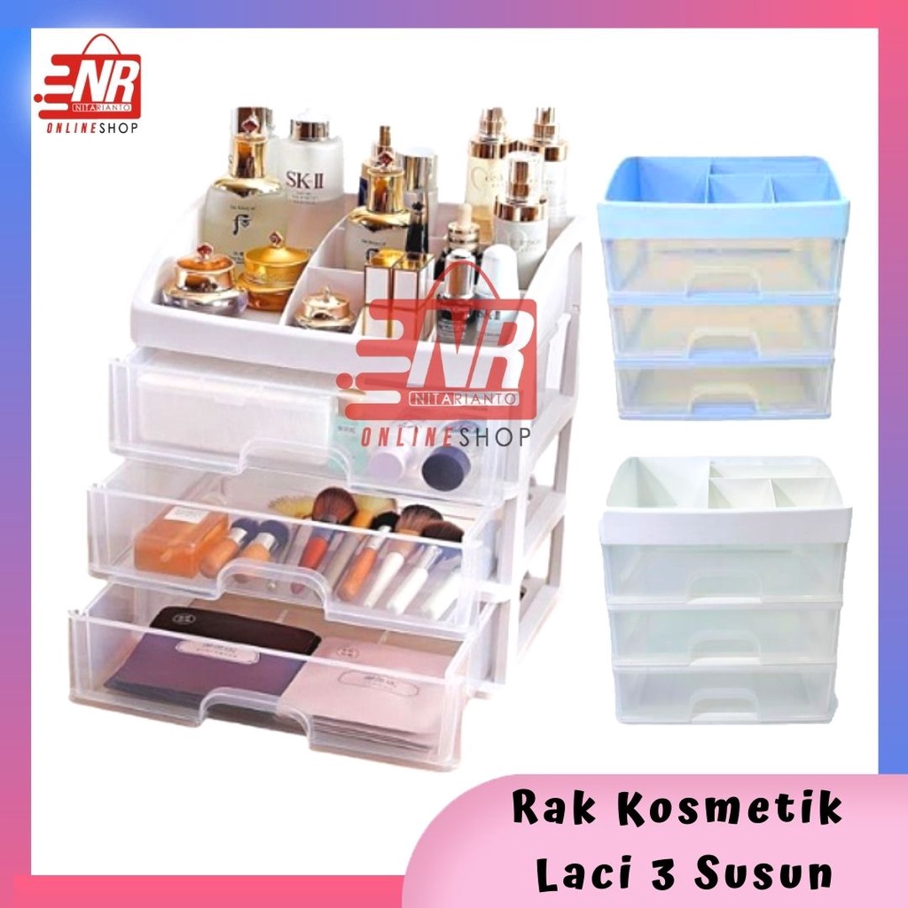 Jual Rak kosmetik 3 susun / Rak kosmetik laci susun / Rak kosmetik 3 ...