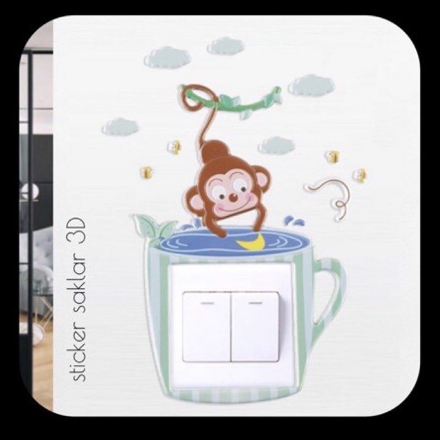 Jual sticker saklar 3D hanging monkey | Shopee Indonesia