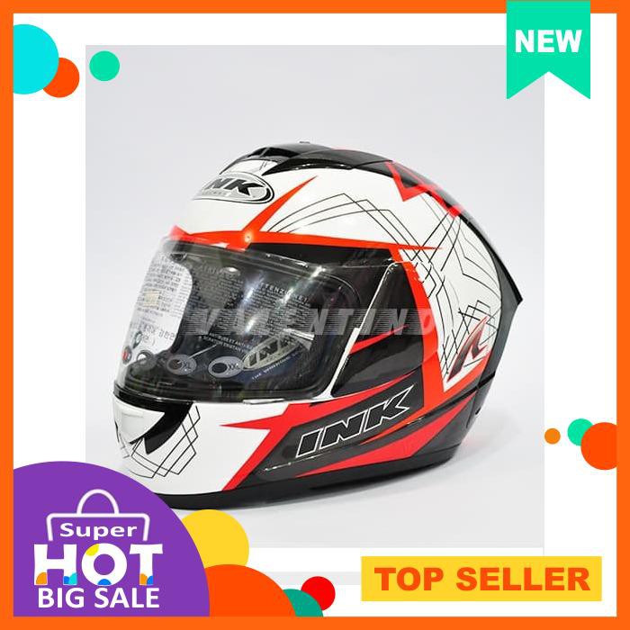 Jual Helm Ink Cl Max White Black Red Double Visor Full Face | Shopee ...