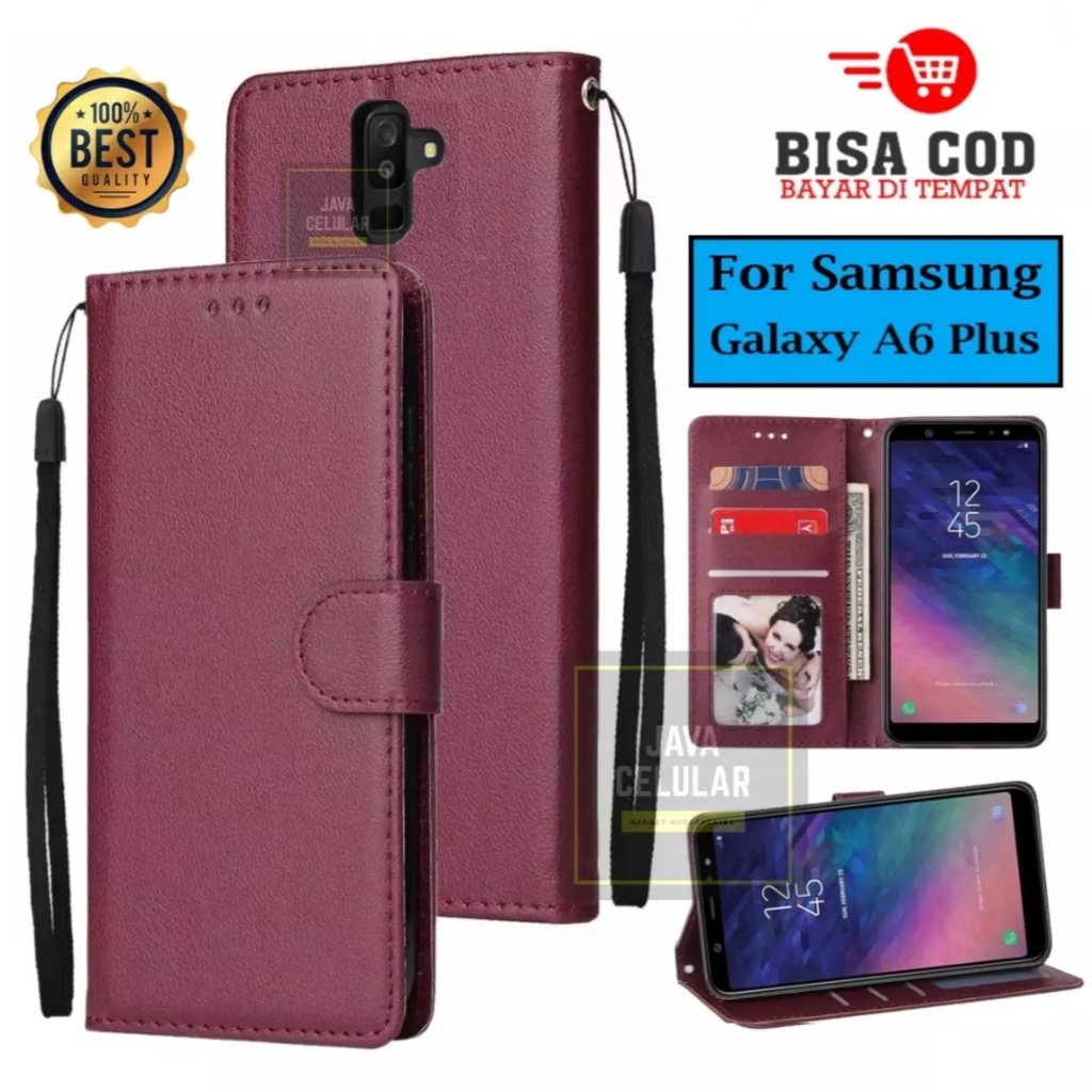Jual SAMSUNG GALAXY A6 PLUS Wallet Case Kulit Casing Dompet