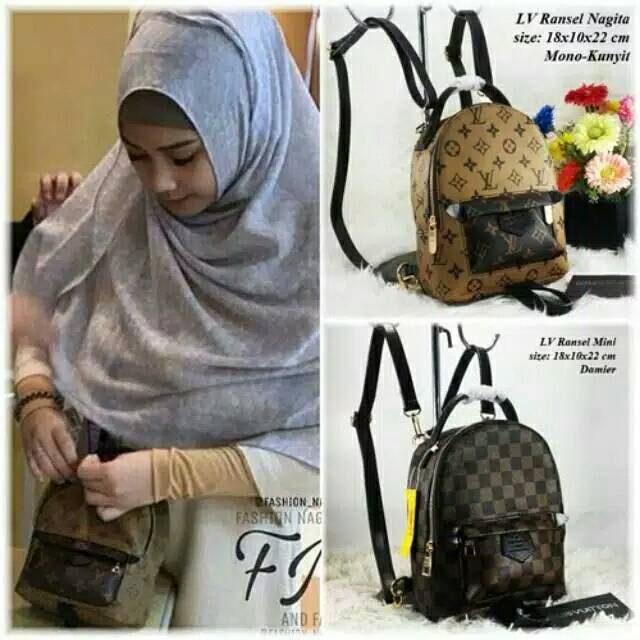 Bag Ransel LV D2541 Semprem (BIG SALE) Kualitas : Semi Premium Ukuran :  23x12x25. Berat : ±0,7 Kg 2 Warna : APRICOT, BROWN Harga : R…