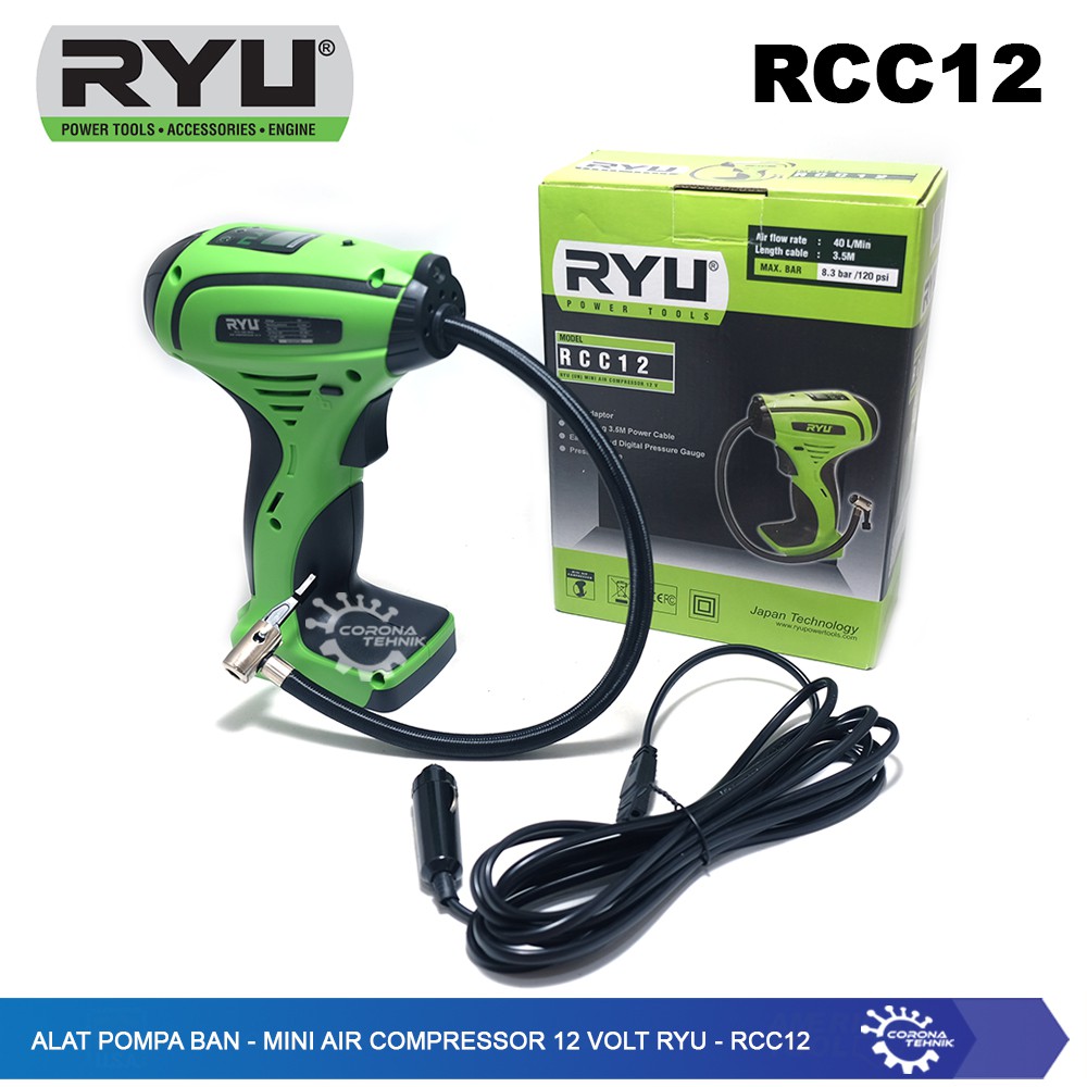 Jual RCC12 - Alat Pompa Ban - Mini Air Compressor 12 Volt Ryu | Shopee ...