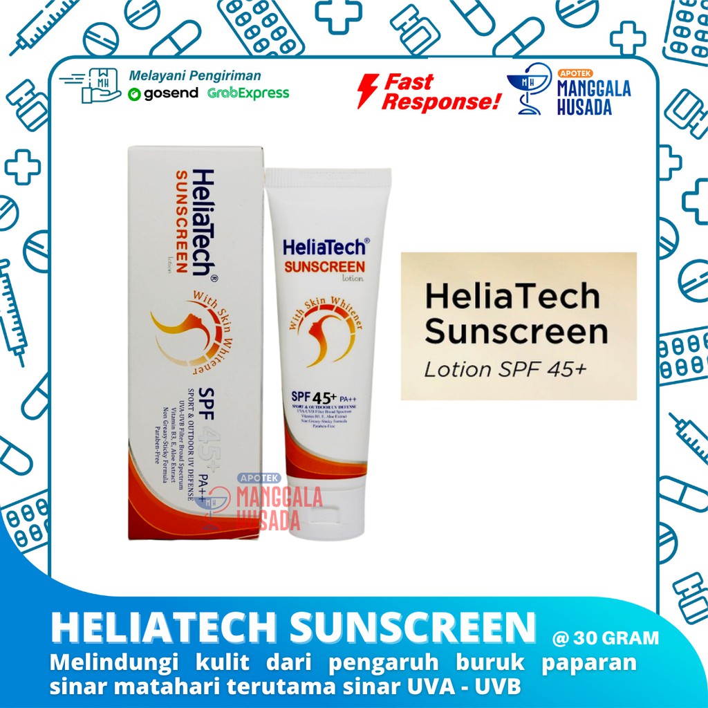 Jual HELIATECH SUNSCREEN LOTION SPF 45+ PA ++ @ 30 GRAM | Shopee Indonesia