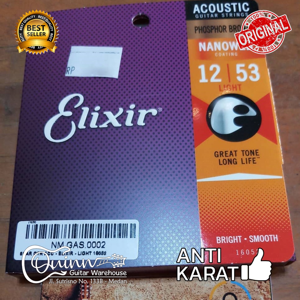 Jual Senar Gitar ELIXIR NANOWEB 0.12 PHOSPHOR BRONZE 16052 Original ...