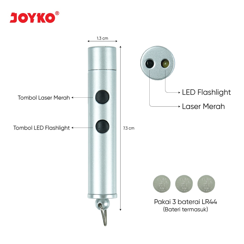 Jual Laser Pointer 2 In 1 Penunjuk Laser LED Light Senter Joyko LPR-102 ...