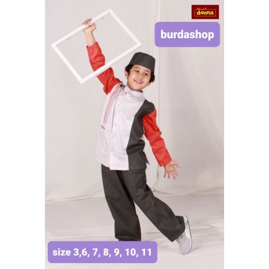 Jual Baju Muslim anak Dannis TAPL 0804 grey laki laki size 3,6,7,8,9,10