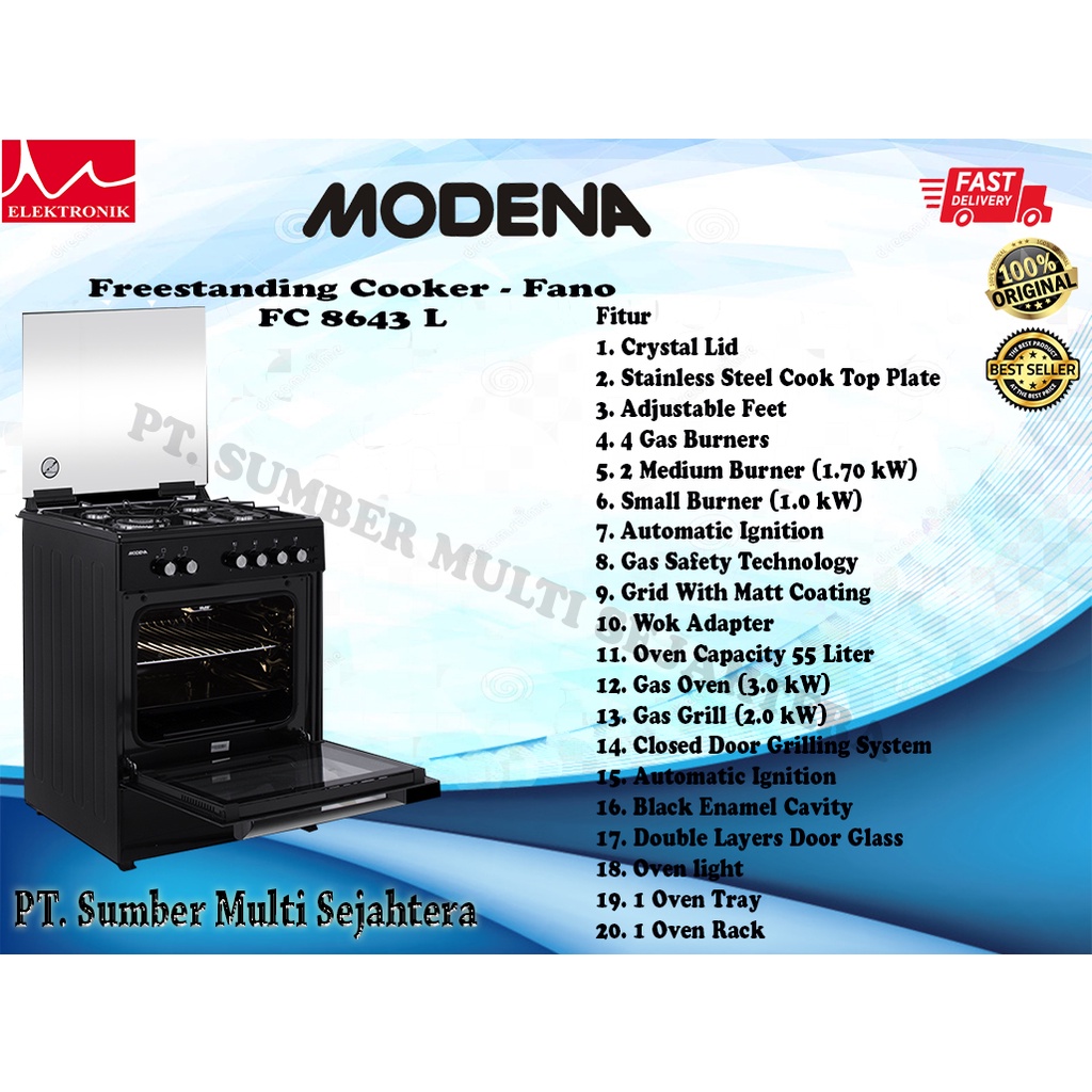 Jual Kompor Oven Freestanding Modena FC8643L / Modena Freestanding