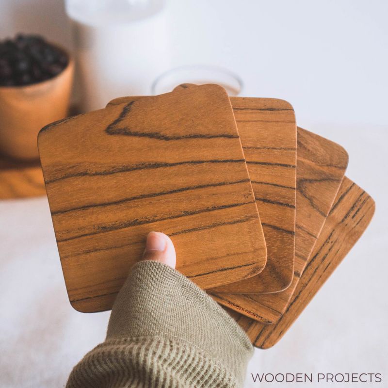 Jual Wooden Coaster Tatakan Gelas Kayu Tatakan Persegi Empat Alas Gelas Cangkir Mug Shopee 9060