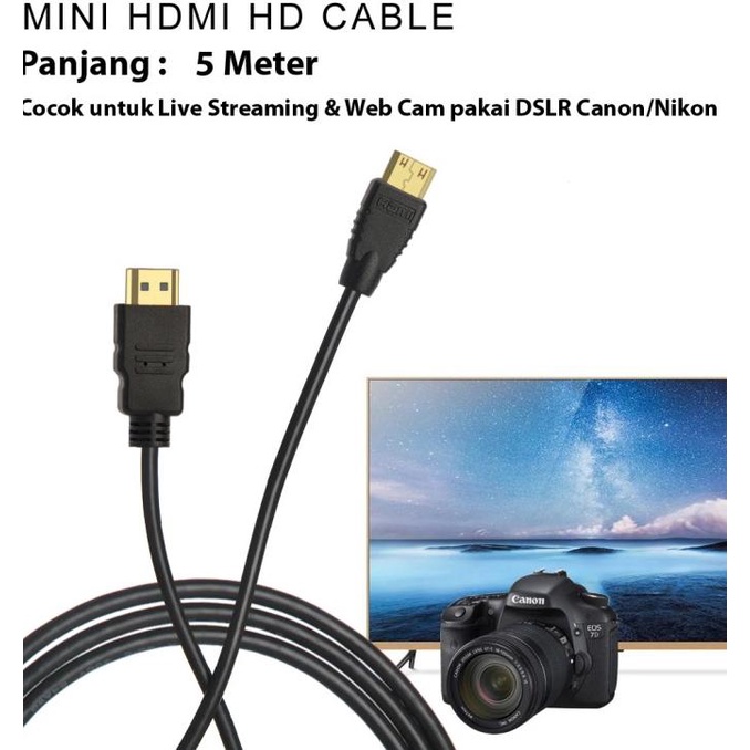 Jual Kabel Mini Hdmi Ke Hdmi Meter Canon Nikon Dslr Live Streaming Shopee Indonesia