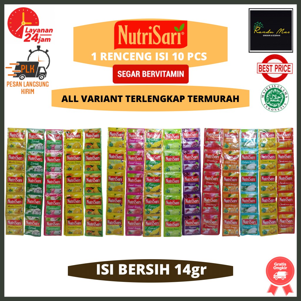 Jual Nutrisari Renceng 14gr Isi 10 Sachet Rasa Anggurkelapa Mudajeruk Nipismanggaflorida 